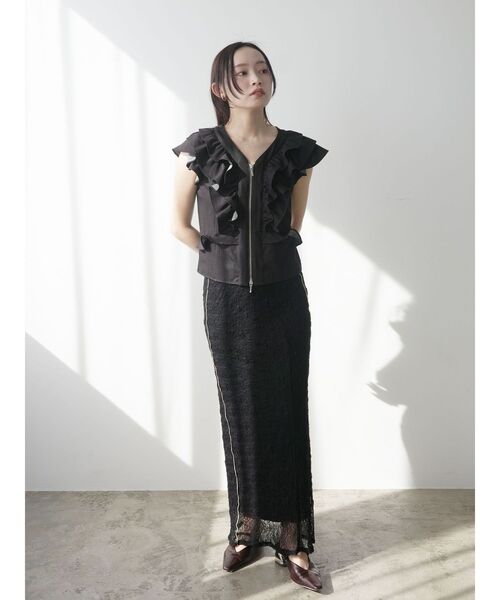 LAGUNAMOON(ラグナムーン)の「WZIPフリルブラウス(シャツ/ブラウス・レディース・ブラック/ブルー/ブラウン/ホワイト・FREE)」の12枚目の写真