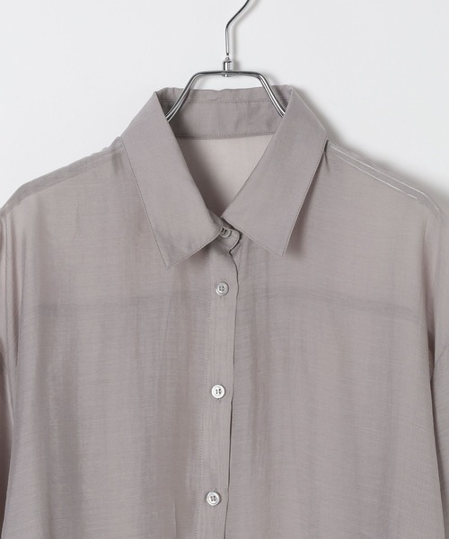 LEPSIM（レプシィム）の「シアーシャツ長袖チュニック　147435（シャツ/ブラウス・レディース・アイボリー/グレー/ブルー/ピンク・FREE）」の6枚目の写真