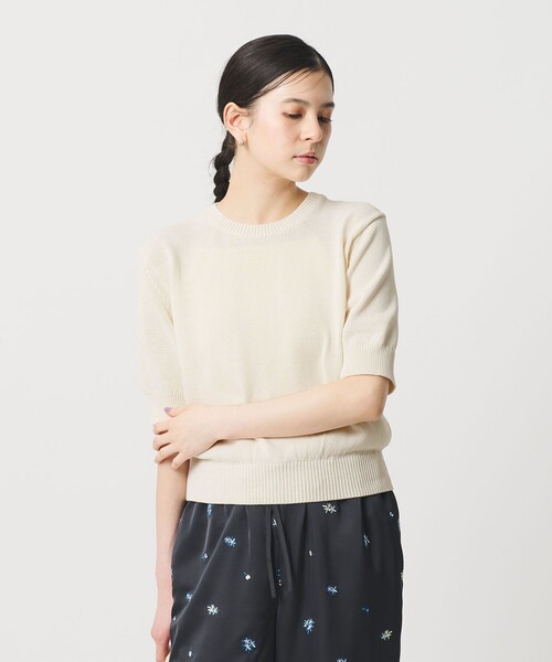 BEAUTY&YOUTH UNITED ARROWS(ビューティーアンドユースユナイテッドアローズ)の「コイルニット ショートスリーブ プルオーバー ウォッシャブル(ニット/セーター・レディース・オフホワイト/ブラック/ライトブルー・FREE)」の12枚目の写真