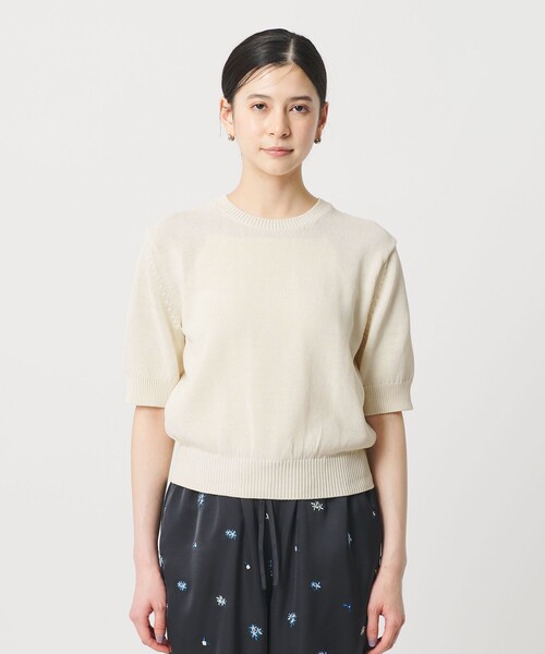 BEAUTY&YOUTH UNITED ARROWS(ビューティーアンドユースユナイテッドアローズ)の「コイルニット ショートスリーブ プルオーバー ウォッシャブル(ニット/セーター・レディース・オフホワイト/ブラック/ライトブルー・FREE)」の14枚目の写真