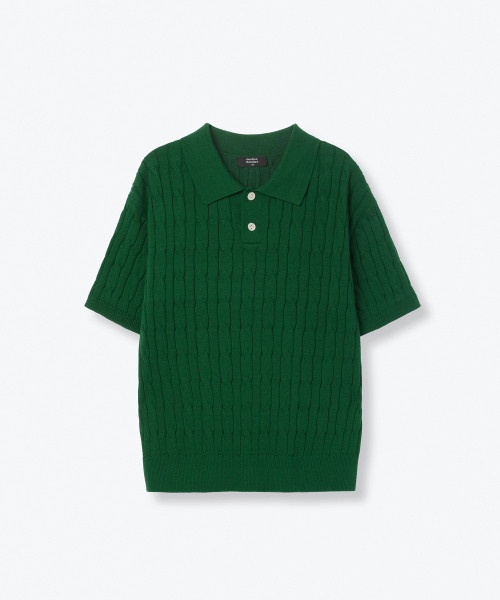 MUSINSA STANDARD KIDS（ムシンサスタンダードキッズ）の「ケーブルニットポロシャツ [アイリッシュグリーン]（ニット/セーター・レディース・その他・100/110/120/130/140/150/160）」の2枚目の写真