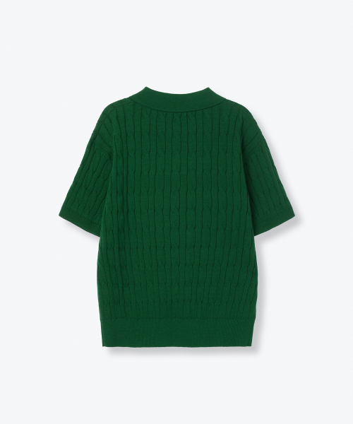 MUSINSA STANDARD KIDS（ムシンサスタンダードキッズ）の「ケーブルニットポロシャツ [アイリッシュグリーン]（ニット/セーター・レディース・その他・100/110/120/130/140/150/160）」の3枚目の写真