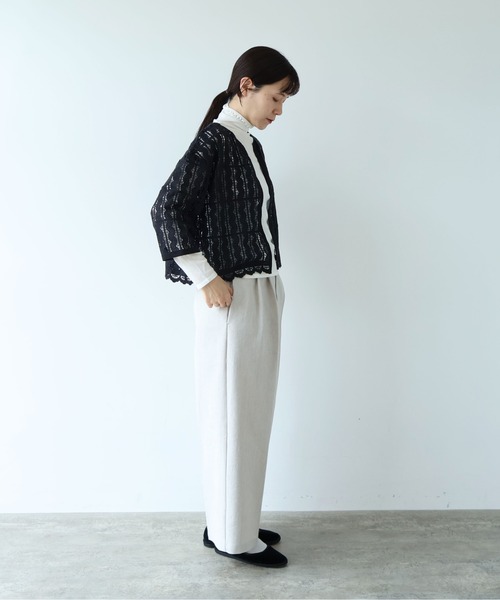 yuni（ユニ　）の「●cotton wave lace 2way haori ブラウス（シャツ/ブラウス・レディース・ブラック/ホワイト・FREE）」の6枚目の写真