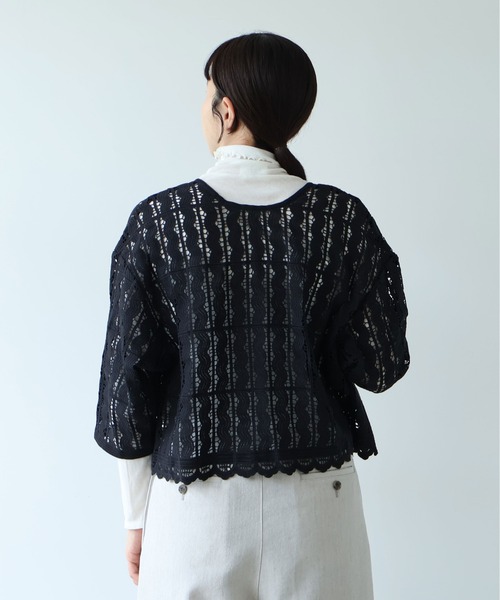 yuni（ユニ　）の「●cotton wave lace 2way haori ブラウス（シャツ/ブラウス・レディース・ブラック/ホワイト・FREE）」の7枚目の写真