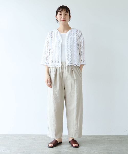 yuni（ユニ　）の「●cotton wave lace 2way haori ブラウス（シャツ/ブラウス・レディース・ブラック/ホワイト・FREE）」の8枚目の写真