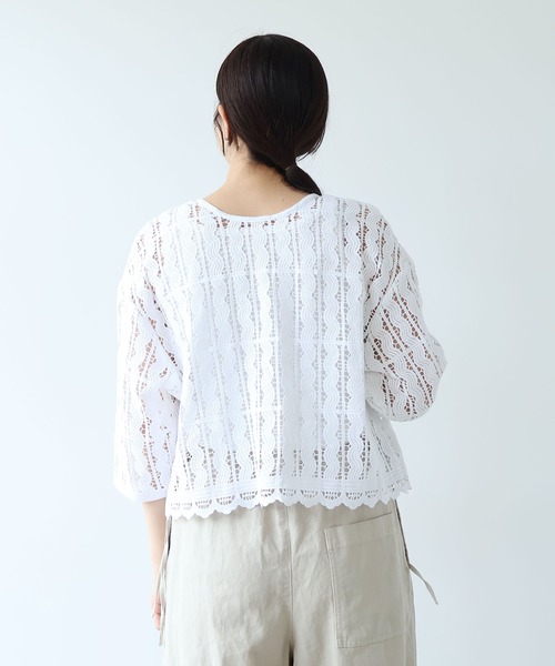 yuni（ユニ　）の「●cotton wave lace 2way haori ブラウス（シャツ/ブラウス・レディース・ブラック/ホワイト・FREE）」の15枚目の写真