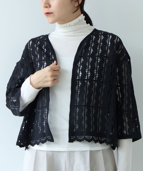 yuni(ユニ )の「●cotton wave lace 2way haori ブラウス(シャツ/ブラウス・レディース・ブラック/ホワイト・FREE)」の17枚目の写真