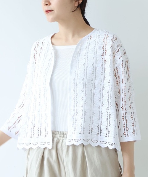 yuni(ユニ )の「●cotton wave lace 2way haori ブラウス(シャツ/ブラウス・レディース・ブラック/ホワイト・FREE)」の18枚目の写真