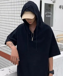 link lot（リンクロット）の「ルーズシルエット レースアップ フーディー半袖Tシャツ（Tシャツ/カットソー）」
