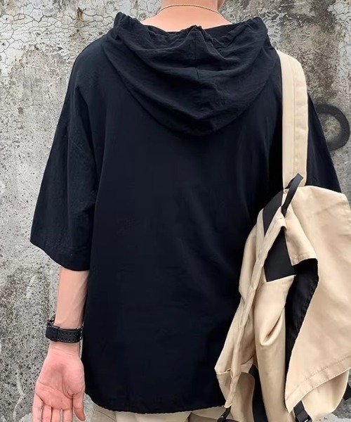 link lot(リンクロット)の「ルーズシルエット レースアップ フーディー半袖Tシャツ(Tシャツ/カットソー・メンズ・ホワイト/ブラック・M)」の17枚目の写真