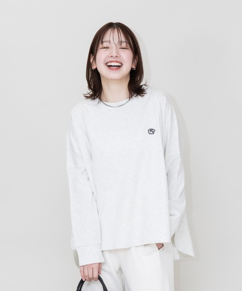 meeny miny(ミーニーマイニー)の「【meeny miny】【旭山動物園応援商品】マヌルネコ『face』ロングTシャツ(Tシャツ/カットソー・レディース・カーキ/ブラウン/グレー・M-L/S-M)」の6枚目の写真