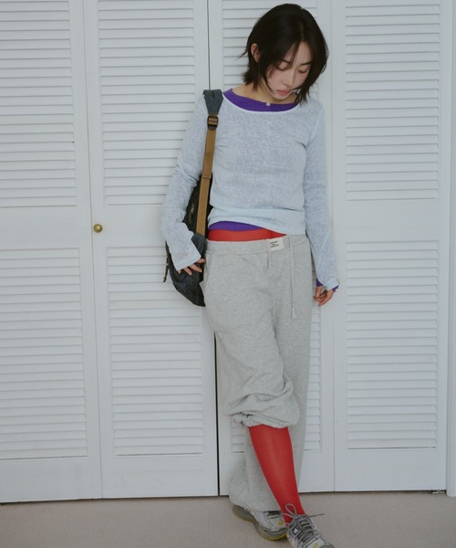 common gull products.（コモンガルプロダクツ）の「甘味のシアーネップロンT（Tシャツ/カットソー・レディース・ブラック系/杢グレー/ホワイト系/サックスブルー系・LARGE/SMALL/MEDIUM）」の17枚目の写真