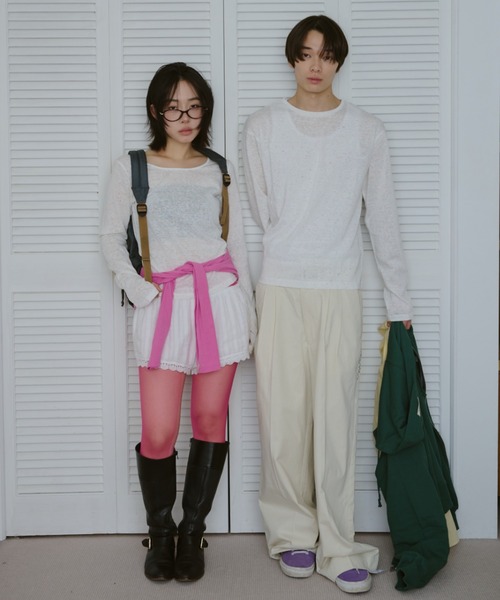 common gull products.（コモンガルプロダクツ）の「甘味のシアーネップロンT（Tシャツ/カットソー・レディース・ブラック系/杢グレー/ホワイト系/サックスブルー系・LARGE/SMALL/MEDIUM）」の8枚目の写真