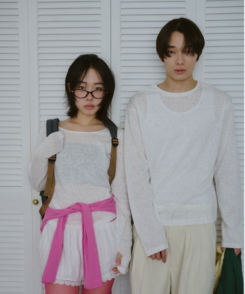 common gull products.（コモンガルプロダクツ）の「甘味のシアーネップロンT（Tシャツ/カットソー・レディース・ブラック系/杢グレー/ホワイト系/サックスブルー系・LARGE/SMALL/MEDIUM）」の10枚目の写真