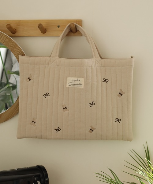 FUNALIVE(ファンアライブ)の「migoka ミゴカ レッスントートバッグ キルティング 刺繍(トートバッグ・レディース・ピンク/ベージュ・FREE)」の9枚目の写真