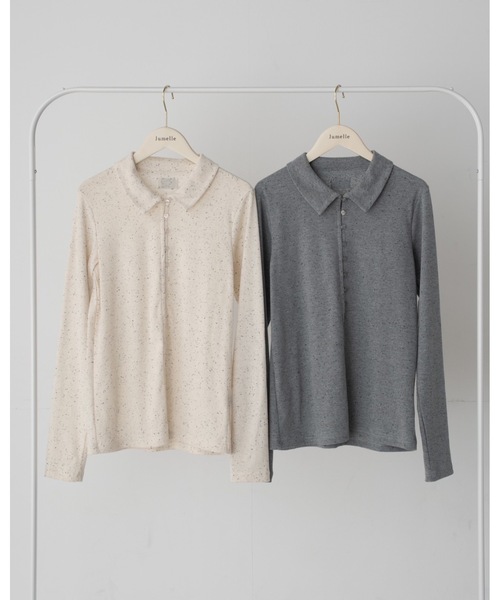 JUMELLE（ジュメロ）の「ネップリブカーディガン（Tシャツ/カットソー・レディース・グレー/アイボリー・MEDIUM）」の7枚目の写真