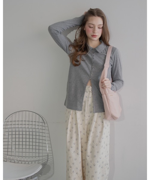 JUMELLE（ジュメロ）の「ネップリブカーディガン（Tシャツ/カットソー・レディース・グレー/アイボリー・MEDIUM）」の5枚目の写真