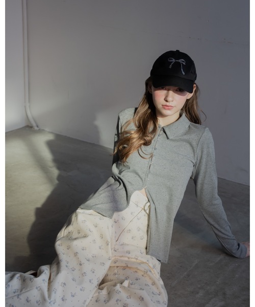 JUMELLE（ジュメロ）の「ネップリブカーディガン（Tシャツ/カットソー・レディース・グレー/アイボリー・MEDIUM）」の15枚目の写真