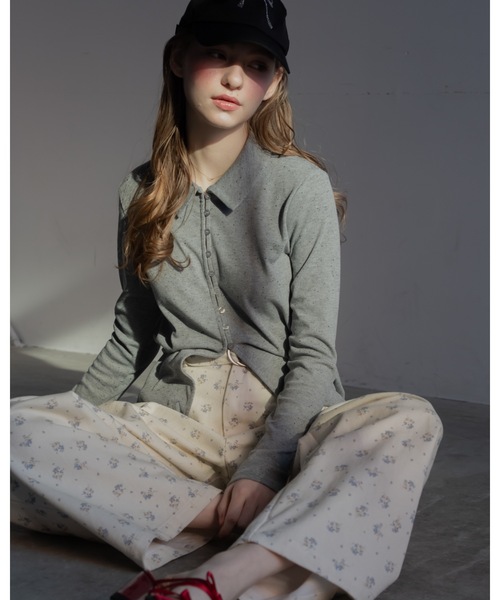 JUMELLE（ジュメロ）の「ネップリブカーディガン（Tシャツ/カットソー・レディース・グレー/アイボリー・MEDIUM）」の6枚目の写真