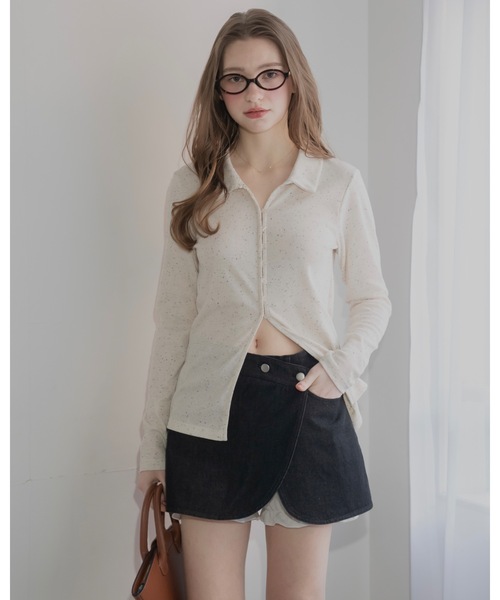 JUMELLE（ジュメロ）の「ネップリブカーディガン（Tシャツ/カットソー・レディース・グレー/アイボリー・MEDIUM）」の3枚目の写真