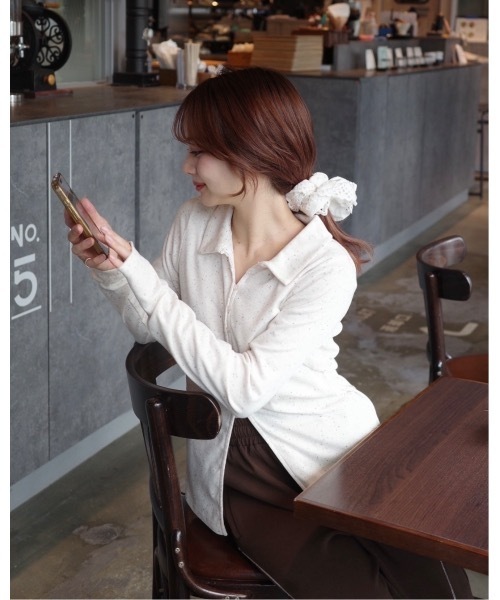 JUMELLE（ジュメロ）の「ネップリブカーディガン（Tシャツ/カットソー・レディース・グレー/アイボリー・MEDIUM）」の22枚目の写真