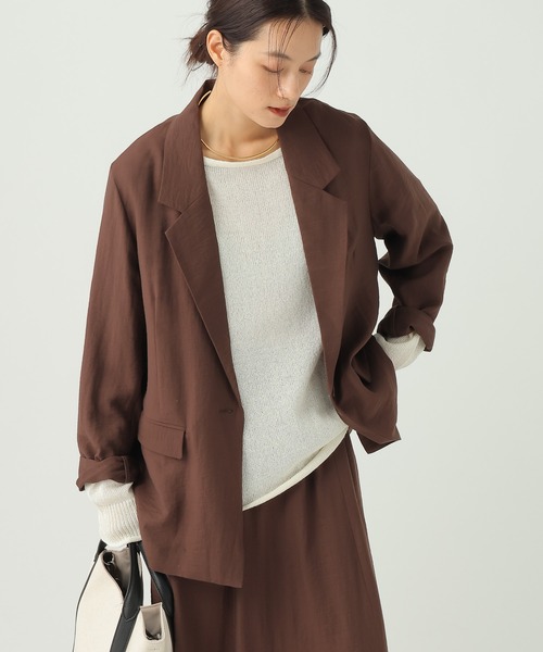 Elura（エルーラ）の「フィラメントツイルジャケット/659647（テーラードジャケット・レディース・ブラック/ブラウン/ベージュ・FREE）」の3枚目の写真