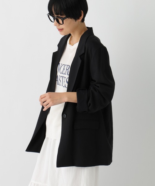 Elura（エルーラ）の「フィラメントツイルジャケット/659647（テーラードジャケット・レディース・ブラック/ブラウン/ベージュ・FREE）」の4枚目の写真