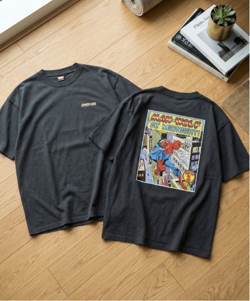 MARVEL（マーベル）の「【ＭＡＲＶＥＬ/マーベル】キャプテンアメリカ＆スパーダーマンＵＳＤ加工コミックプリント半袖Ｔシャツ（Tシャツ/カットソー・メンズ・ブラック系その他/アイボリー/ホワイト系その他/スミクロ・L/M/LL）」の3枚目の写真