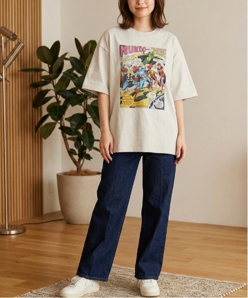 MARVEL（マーベル）の「【ＭＡＲＶＥＬ/マーベル】キャプテンアメリカ＆スパーダーマンＵＳＤ加工コミックプリント半袖Ｔシャツ（Tシャツ/カットソー・メンズ・ブラック系その他/アイボリー/ホワイト系その他/スミクロ・L/M/LL）」の22枚目の写真