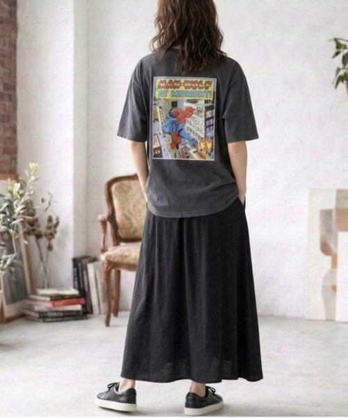 MARVEL（マーベル）の「【ＭＡＲＶＥＬ/マーベル】キャプテンアメリカ＆スパーダーマンＵＳＤ加工コミックプリント半袖Ｔシャツ（Tシャツ/カットソー・メンズ・ブラック系その他/アイボリー/ホワイト系その他/スミクロ・L/M/LL）」の19枚目の写真