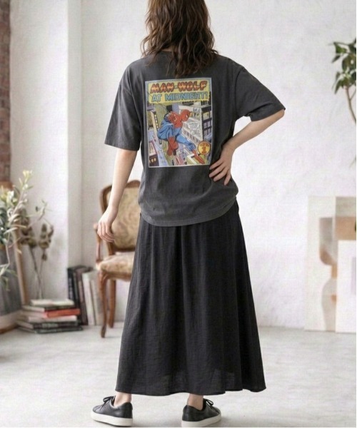 MARVEL（マーベル）の「【ＭＡＲＶＥＬ/マーベル】キャプテンアメリカ＆スパーダーマンＵＳＤ加工コミックプリント半袖Ｔシャツ（Tシャツ/カットソー・メンズ・ブラック系その他/アイボリー/ホワイト系その他/スミクロ・L/M/LL）」の18枚目の写真