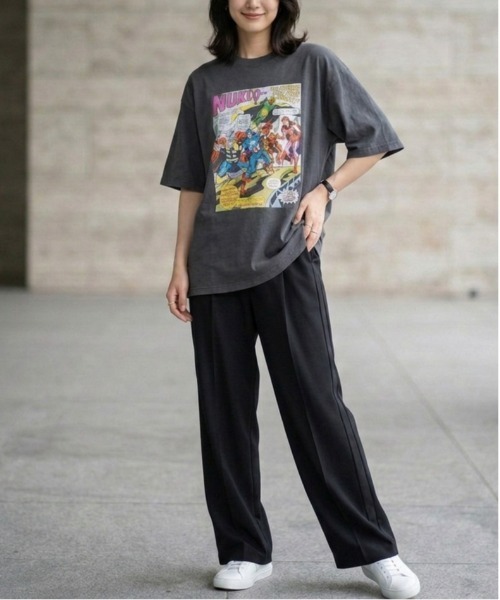 MARVEL（マーベル）の「【ＭＡＲＶＥＬ/マーベル】キャプテンアメリカ＆スパーダーマンＵＳＤ加工コミックプリント半袖Ｔシャツ（Tシャツ/カットソー・メンズ・ブラック系その他/アイボリー/ホワイト系その他/スミクロ・L/M/LL）」の13枚目の写真