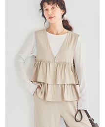 Samansa Mos2 | (セットアップ可)フリルジップベスト(ベスト)