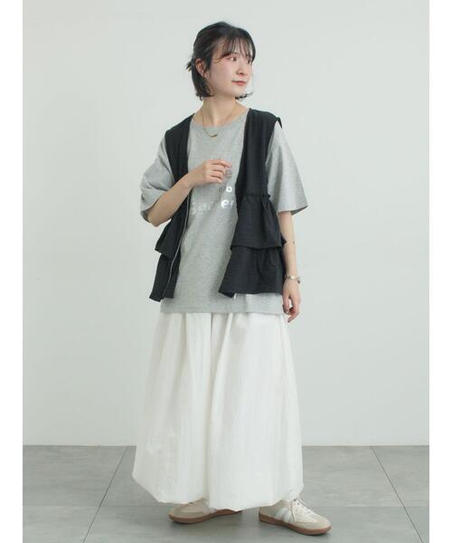 Samansa Mos2（サマンサ モスモス）の「(セットアップ可)フリルジップベスト（ベスト・レディース・ベージュ/ブラック/チェック・F）」の5枚目の写真