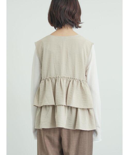 Samansa Mos2（サマンサ モスモス）の「(セットアップ可)フリルジップベスト（ベスト・レディース・ベージュ/ブラック/チェック・F）」の8枚目の写真