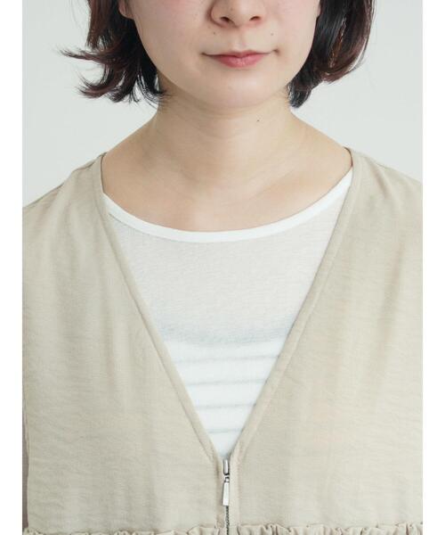 Samansa Mos2（サマンサ モスモス）の「(セットアップ可)フリルジップベスト（ベスト・レディース・ベージュ/ブラック/チェック・F）」の9枚目の写真