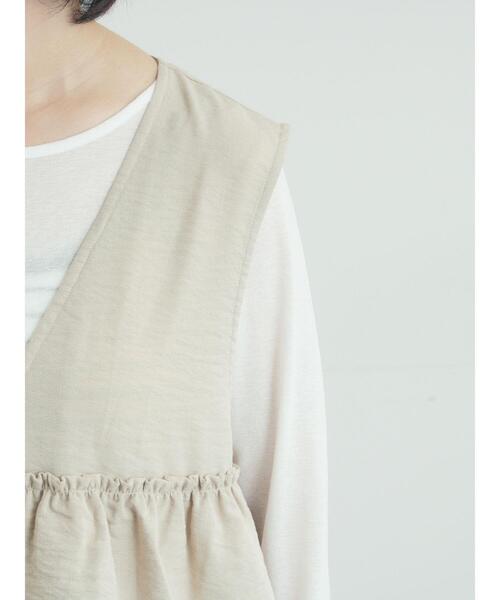 Samansa Mos2（サマンサ モスモス）の「(セットアップ可)フリルジップベスト（ベスト・レディース・ベージュ/ブラック/チェック・F）」の11枚目の写真