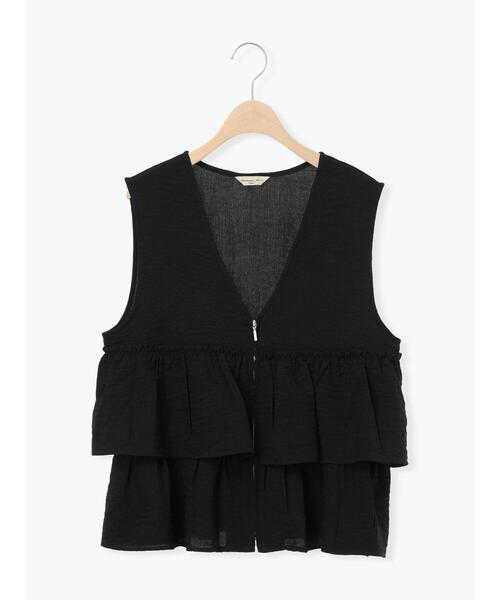 Samansa Mos2（サマンサ モスモス）の「(セットアップ可)フリルジップベスト（ベスト・レディース・ベージュ/ブラック/チェック・F）」の15枚目の写真
