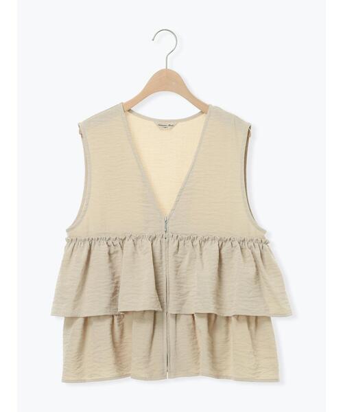 Samansa Mos2（サマンサ モスモス）の「(セットアップ可)フリルジップベスト（ベスト・レディース・ベージュ/ブラック/チェック・F）」の16枚目の写真