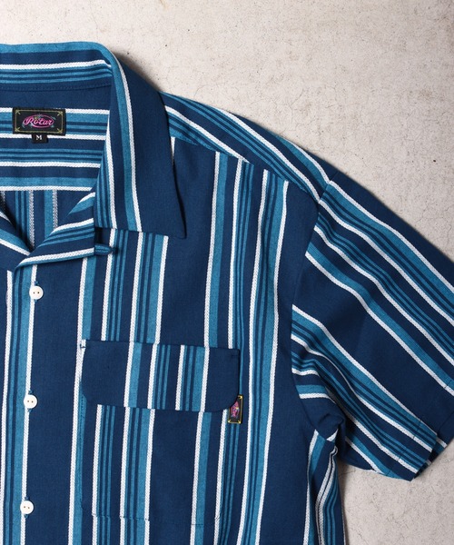 ROTAR(ローター)の「Native Stripes Open Collar Shirt(シャツ/ブラウス・メンズ・ブルー/ピンク/ブラック・MEDIUM/LARGE/X-LARGE)」の1枚目の写真