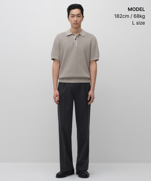 MUSINSA STANDARD（ムシンサスタンダード）の「クロシェニットポロシャツ[マッシュルーム]（ニット/セーター・メンズ・その他・MEDIUM/LARGE/X-LARGE/2XL/SMALL）」の2枚目の写真