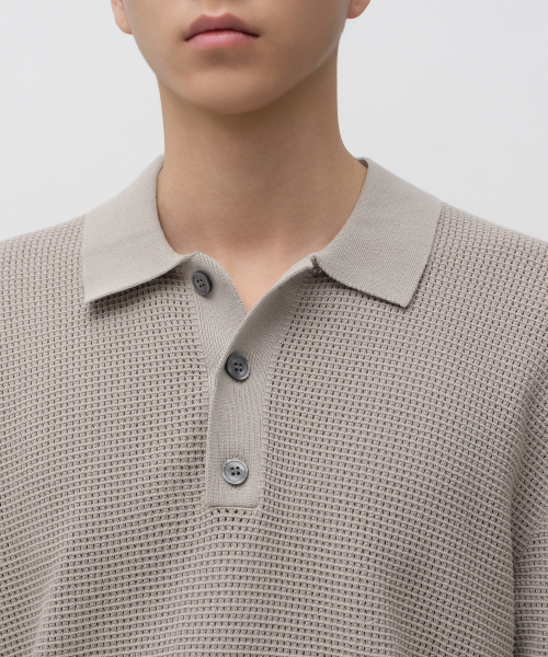 MUSINSA STANDARD（ムシンサスタンダード）の「クロシェニットポロシャツ[マッシュルーム]（ニット/セーター・メンズ・その他・MEDIUM/LARGE/X-LARGE/2XL/SMALL）」の4枚目の写真