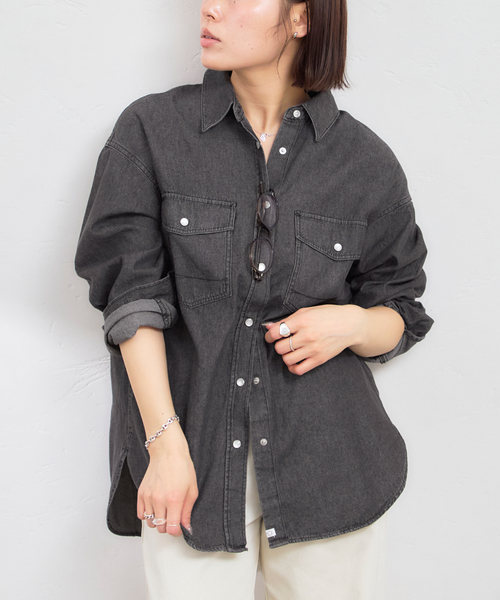 U by SPICK&SPAN（ユーバイスピックアンドスパン）の「SOMETHING / サムシング BIG DENIM SHIRTS L/S（シャツ/ブラウス・レディース・ブラック系その他/ブルー・FREE）」の7枚目の写真
