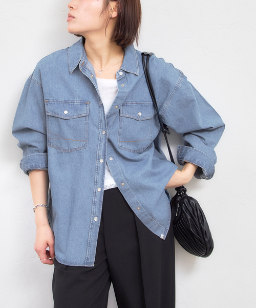 U by SPICK&SPAN（ユーバイスピックアンドスパン）の「SOMETHING / サムシング BIG DENIM SHIRTS L/S（シャツ/ブラウス・レディース・ブラック系その他/ブルー・FREE）」の22枚目の写真