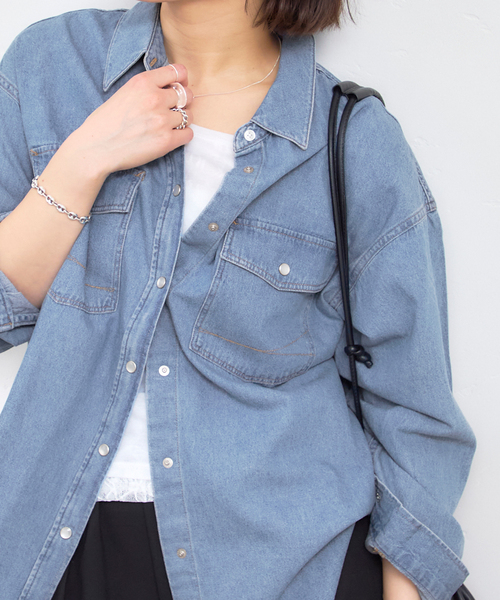 U by SPICK&SPAN（ユーバイスピックアンドスパン）の「SOMETHING / サムシング BIG DENIM SHIRTS L/S（シャツ/ブラウス・レディース・ブラック系その他/ブルー・FREE）」の21枚目の写真