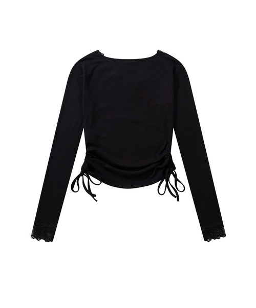 HOOK(フック)の「HOOK for girls Sweet Temptation Berry Delight レースVネックショート丈トップス(Tシャツ/カットソー・レディース・ブラック/ホワイト・L/S/M)」の5枚目の写真