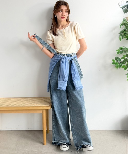 classicalelf(クラシカルエルフ)の「《AYA×クラシカルエルフコラボ》サスペンダーの着脱で印象ガラリ。2wayサスペンダー付きデニム(ワイド)(サロペット/オーバーオール・レディース・ブルー・X-LARGE/SMALL/MEDIUM/LARGE)」の2枚目の写真