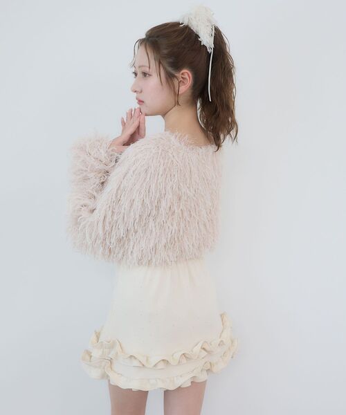 MAJESTIC LEGON（マジェスティックレゴン）の「フワフワフリンジカーデ＆キャミセット（カーディガン/ボレロ・レディース・アイボリー/ブラック/ピンクベージュ・MEDIUM）」の18枚目の写真
