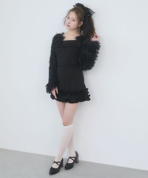 MAJESTIC LEGON（マジェスティックレゴン）の「フワフワフリンジカーデ＆キャミセット（カーディガン/ボレロ・レディース・アイボリー/ブラック/ピンクベージュ・MEDIUM）」の20枚目の写真