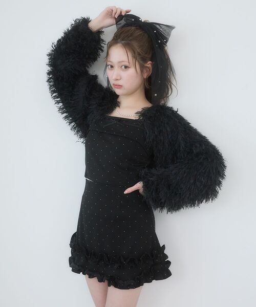 MAJESTIC LEGON（マジェスティックレゴン）の「フワフワフリンジカーデ＆キャミセット（カーディガン/ボレロ・レディース・アイボリー/ブラック/ピンクベージュ・MEDIUM）」の22枚目の写真